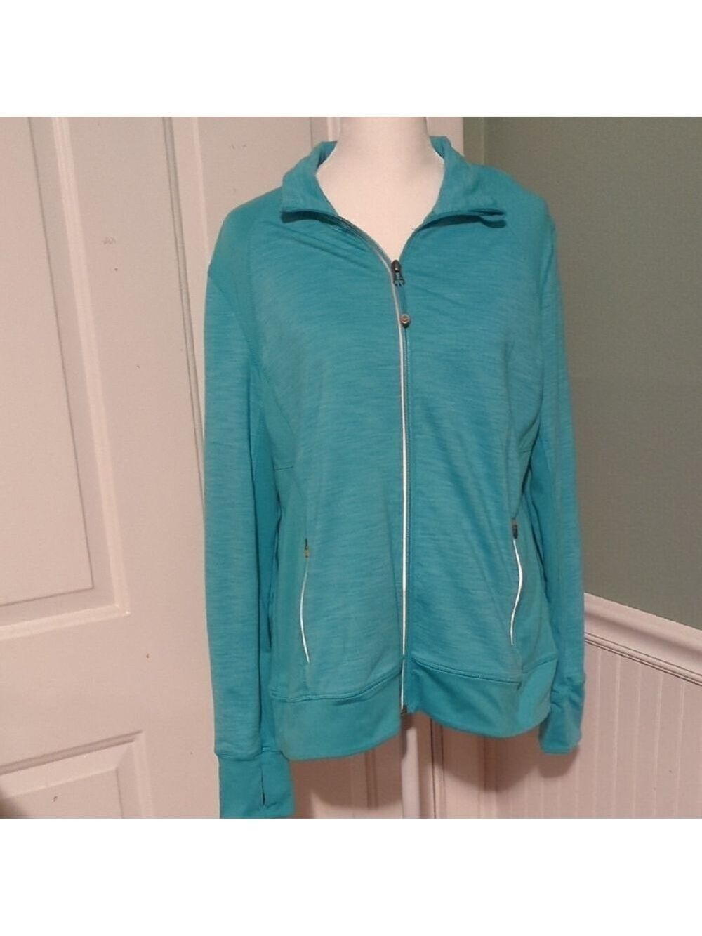 Tangerine Women's Large Teal Zip Up Jacket Reflective
